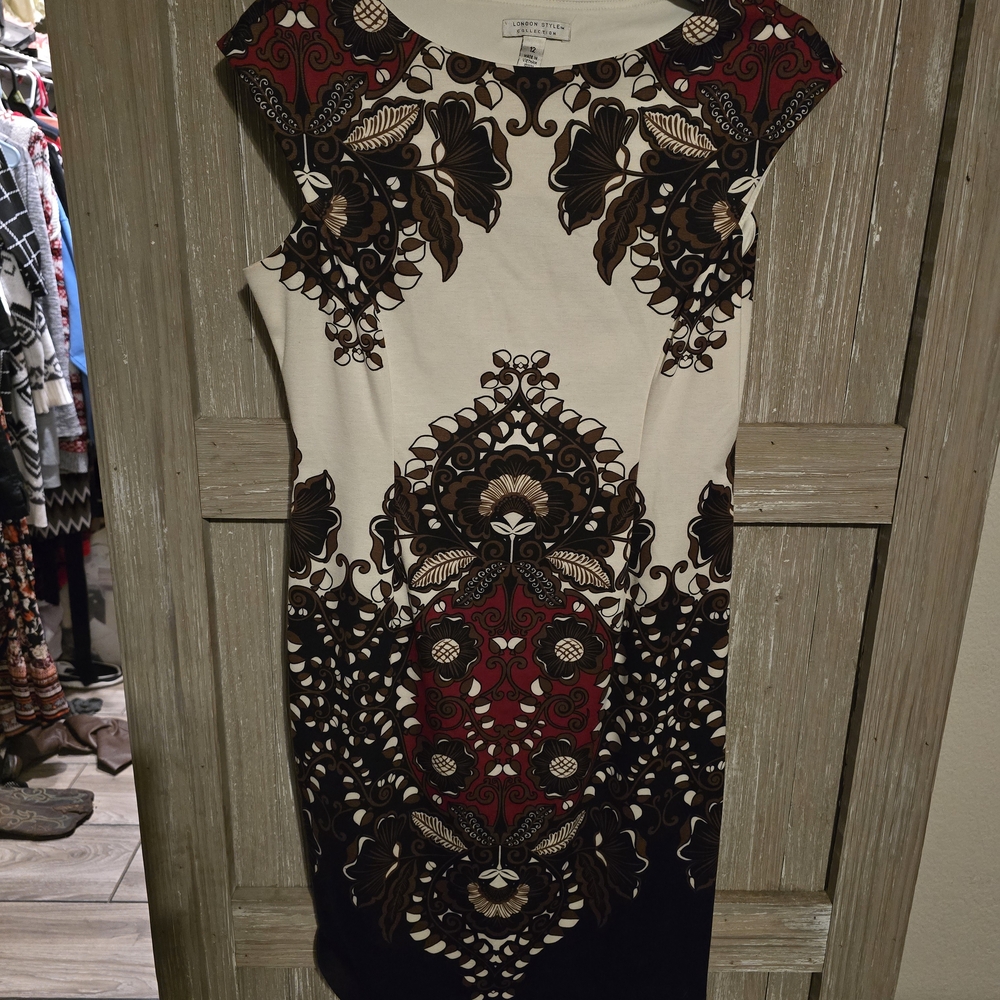 London Style Black and Red Sheath Dress Bateau Neckline